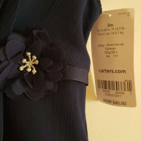 Carter's 3 Month Navy Blue Dress with flower - Picture 8 of 8